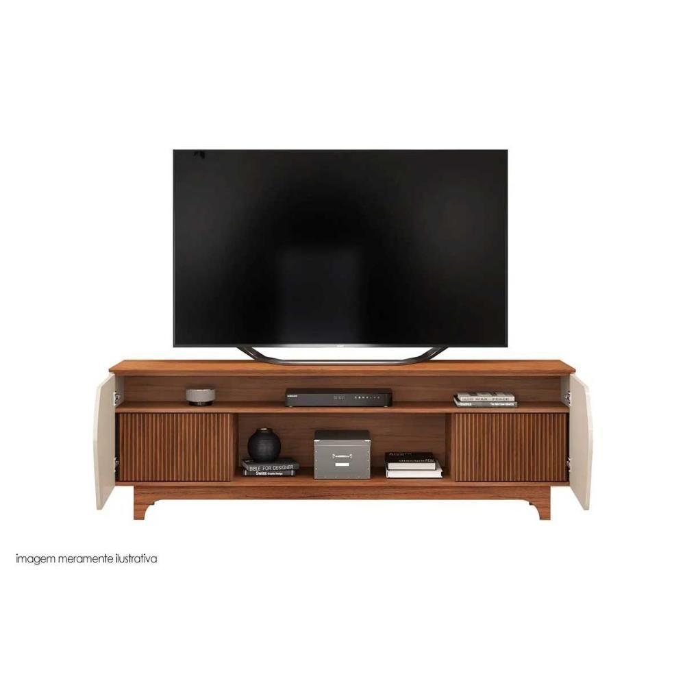 Rack Bancada P/ Tv Até 75 Pol Helo C/ 4 Portas Off White/freijó - Dj Móveis - 4