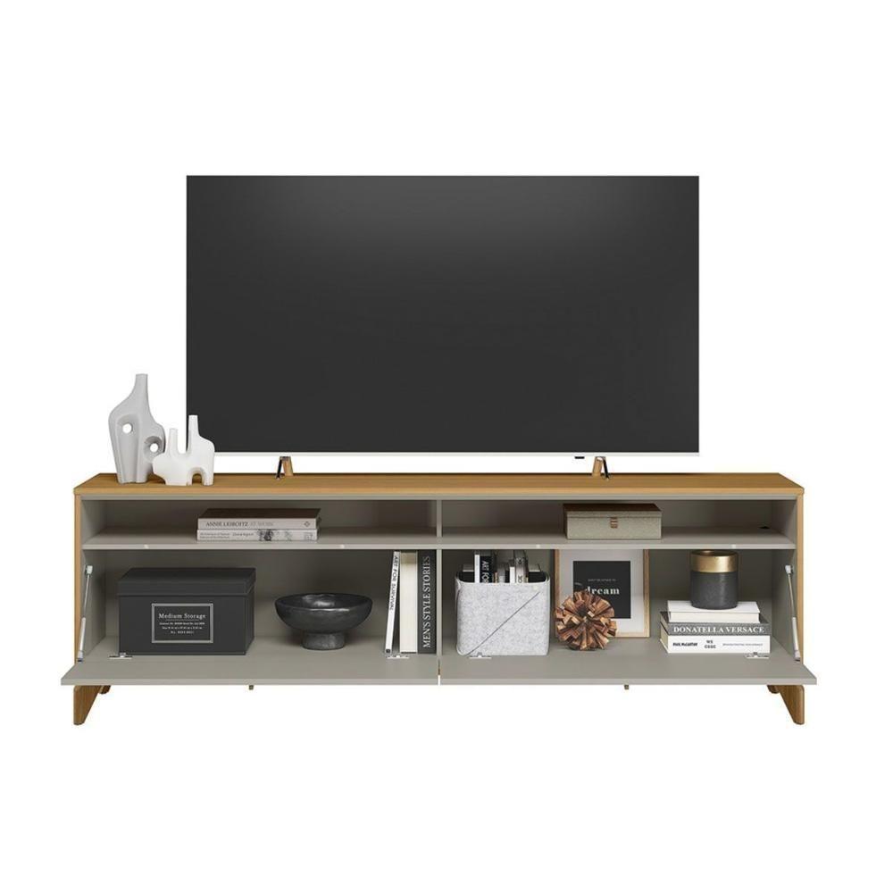 Rack Bancada P/ Tv Até 75 Pol Dubai C/ 2 Portas E 2 Nichos 180cm Tauari/off White Fosco - Linea Brasil - 4
