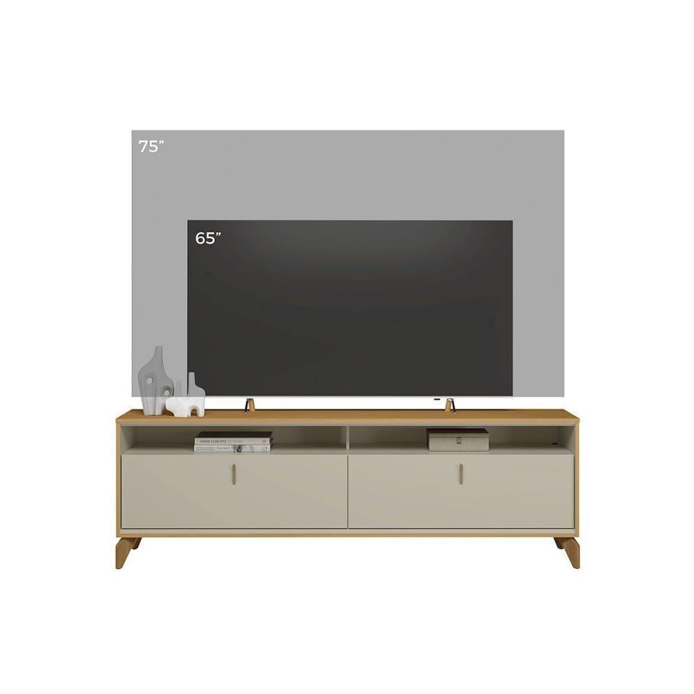 Rack Bancada P/ Tv Até 75 Pol Dubai C/ 2 Portas E 2 Nichos 180cm Tauari/off White Fosco - Linea Brasil - 8
