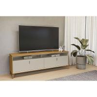 Rack Bancada P/ Tv Até 75 Pol Dubai C/ 2 Portas E 2 Nichos 180cm Tauari/off White Fosco - Linea Brasil - 1