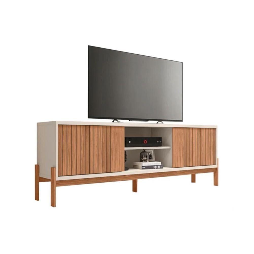 Rack Bancada P/ Tv Até 72 Pol Tannen C/ Nichos E Pés 184cm Freijo/off White - Caemmun - 1