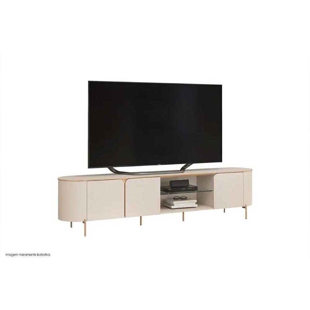 Rack Bancada P/ Tv Até 75 Pol Ariana C/ 3 Portas 241x57cm Off White - Dj Móveis - 3