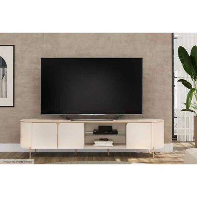 Rack Bancada P/ Tv Até 75 Pol Ariana C/ 3 Portas 241x57cm Off White - Dj Móveis