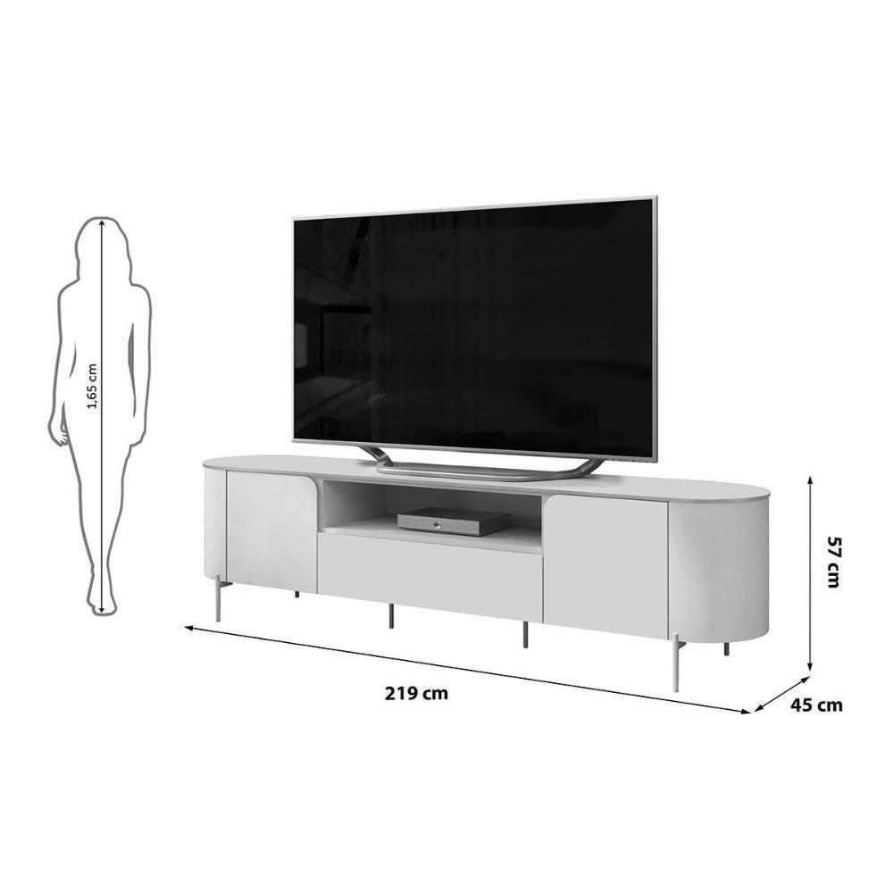 Rack Bancada P/ Tv Até 75 Pol Areta C/ 2 Portas 218x57cm Off White/off White - Dj Móveis - 2
