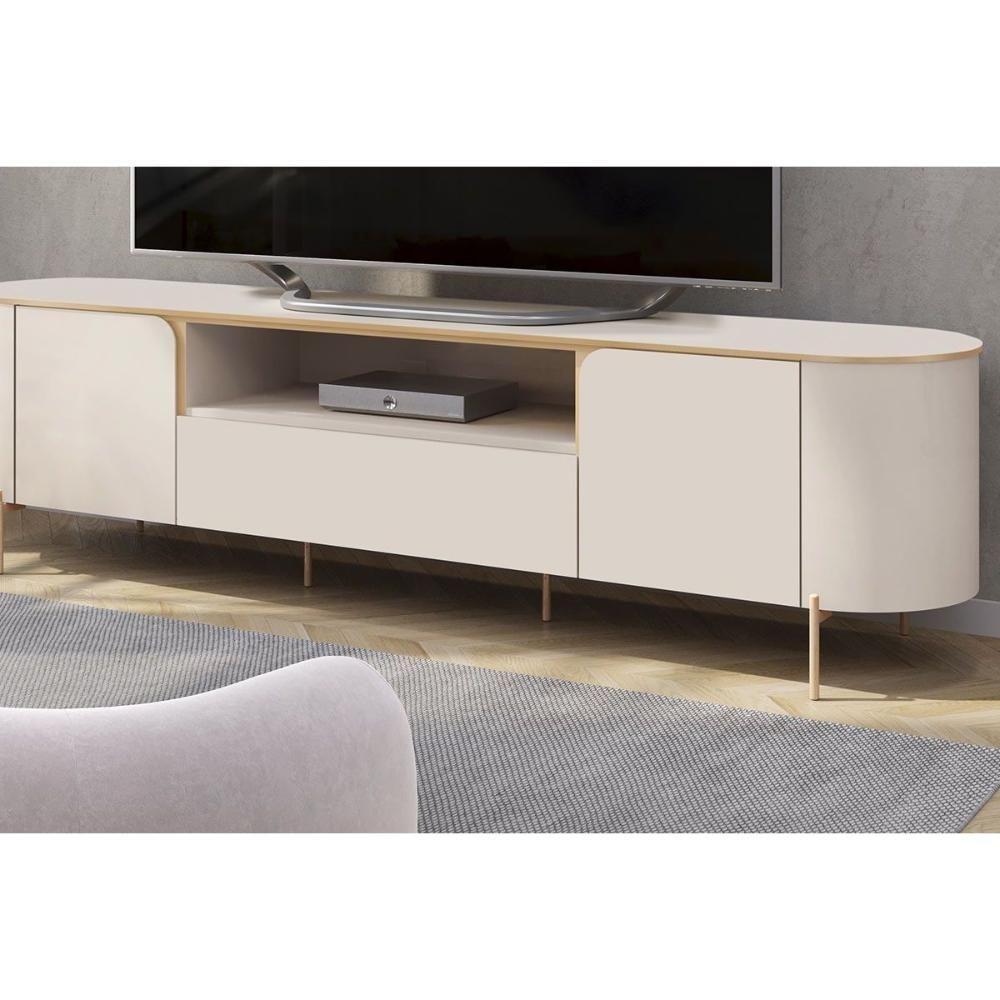 Rack Bancada P/ Tv Até 75 Pol Areta C/ 2 Portas 218x57cm Off White/off White - Dj Móveis - 4