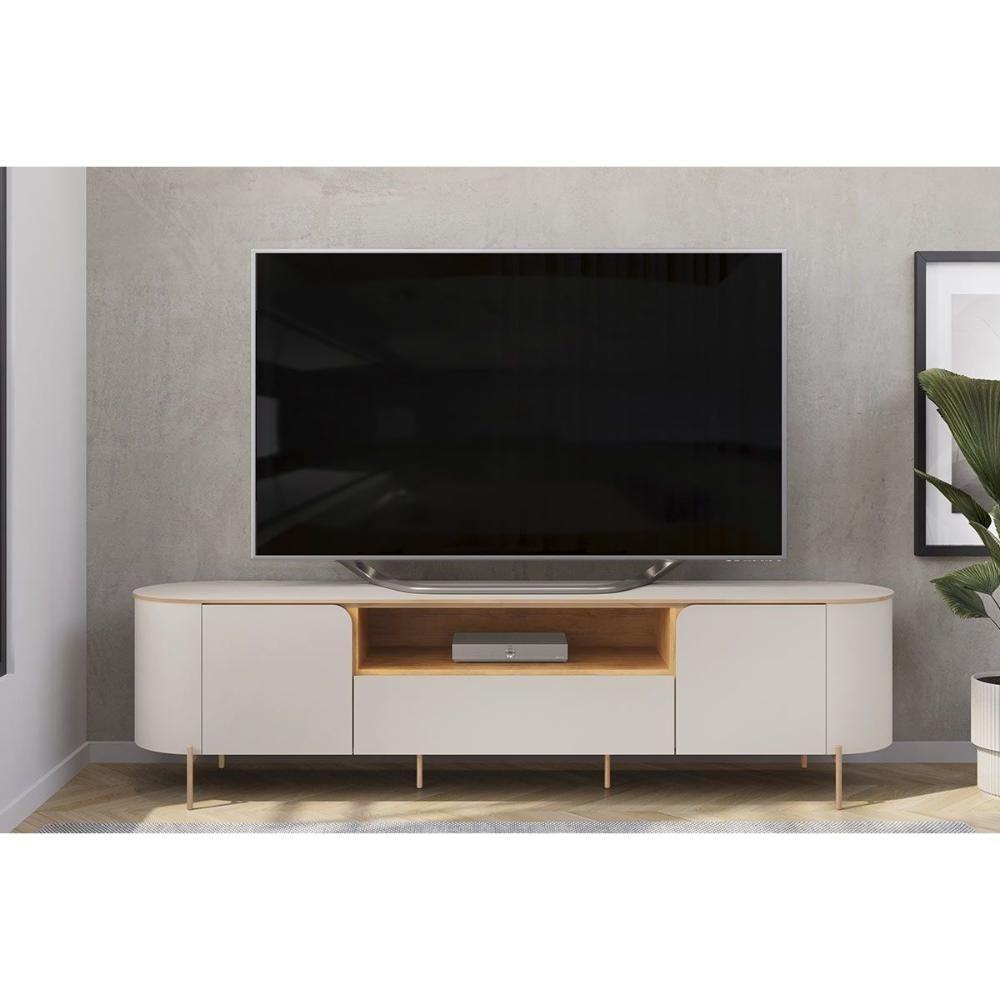 Rack Bancada P/ Tv Até 75 Pol Areta C/ 2 Portas 218x57cm Off White/off White - Dj Móveis - 7