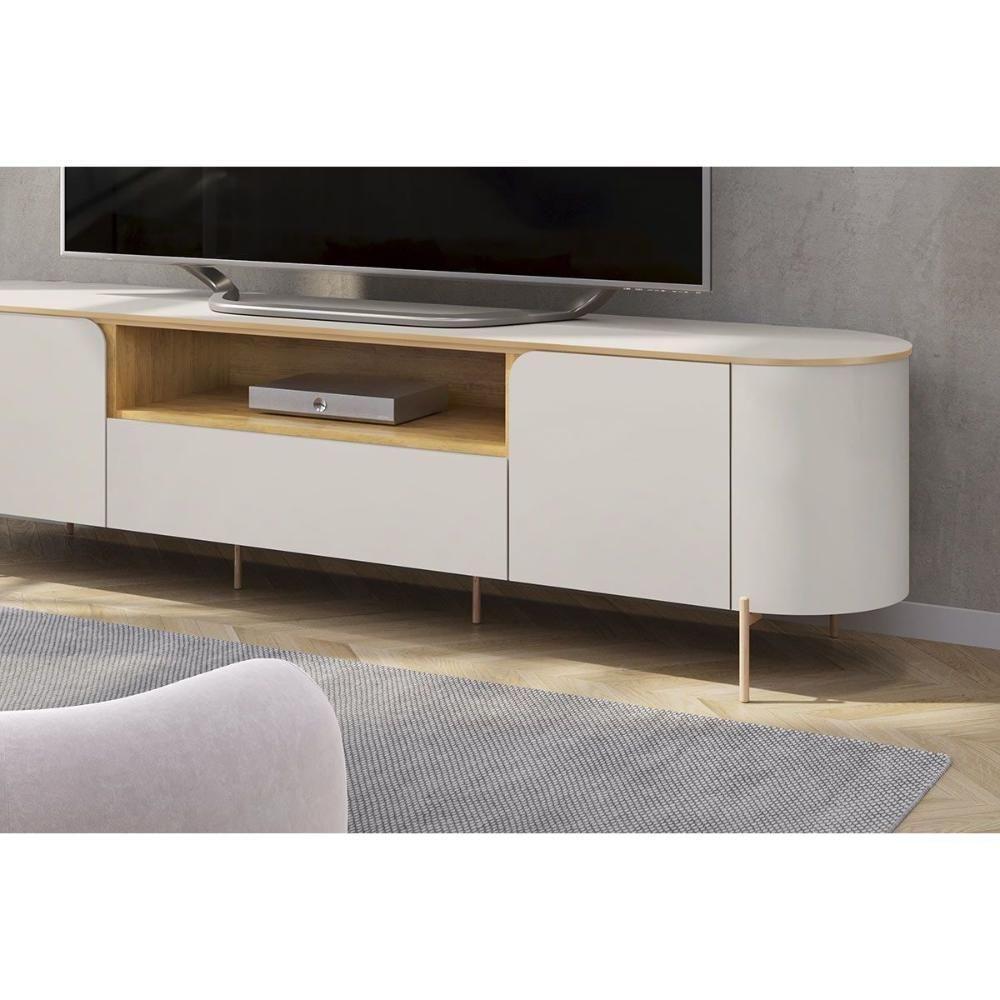 Rack Bancada P/ Tv Até 75 Pol Areta C/ 2 Portas 218x57cm Bali/cedro - Dj Móveis - 4