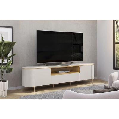Rack Bancada P/ Tv Até 75 Pol Areta C/ 2 Portas 218x57cm Bali/cedro - Dj Móveis