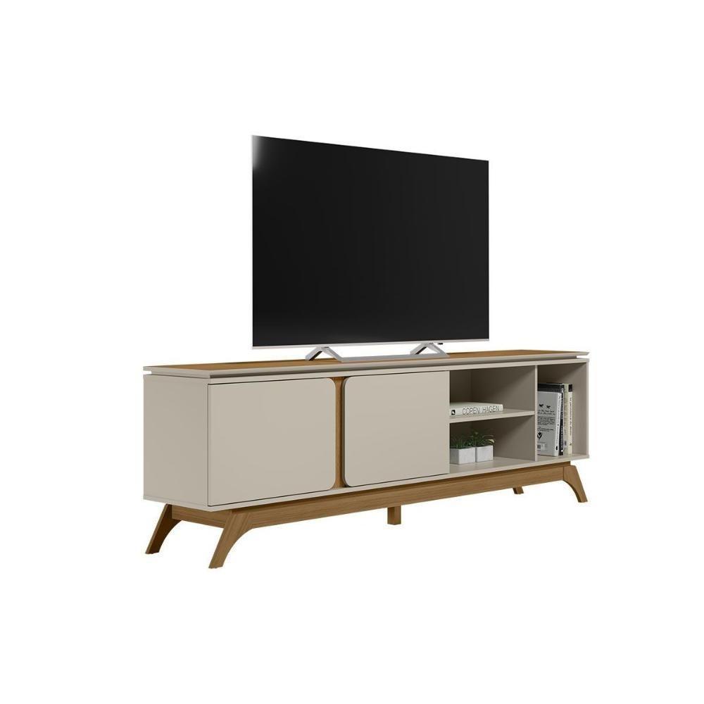 Rack Bancada P/ Tv Até 70 Pol Istambul C/ 2 Portas 1 Prateleira E 3 Nichos 200cm Nature/off White - Linea Brasil - 3