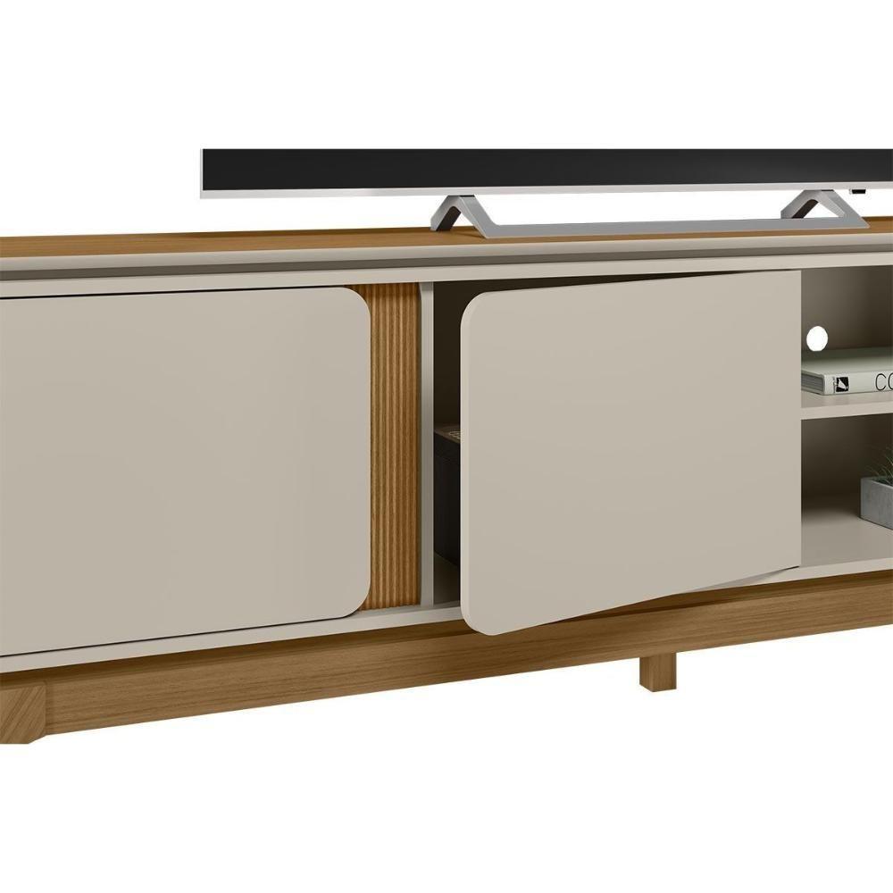 Rack Bancada P/ Tv Até 70 Pol Istambul C/ 2 Portas 1 Prateleira E 3 Nichos 200cm Nature/off White - Linea Brasil - 6