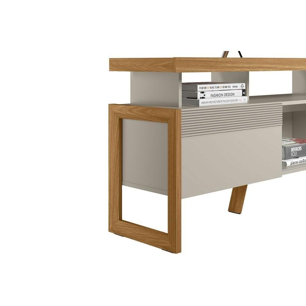 Rack Bancada P/ Tv Até 70 Pol Esmeralda C/ 2 Portas E 3 Nichos 180cm Nature/off White - Linea Brasil - 4