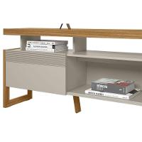 Rack Bancada P/ Tv Até 70 Pol Esmeralda C/ 2 Portas E 3 Nichos 180cm Nature/off White - Linea Brasil - 2