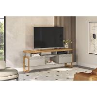 Rack Bancada P/ Tv Até 70 Pol Esmeralda C/ 2 Portas E 3 Nichos 180cm Nature/off White - Linea Brasil - 5