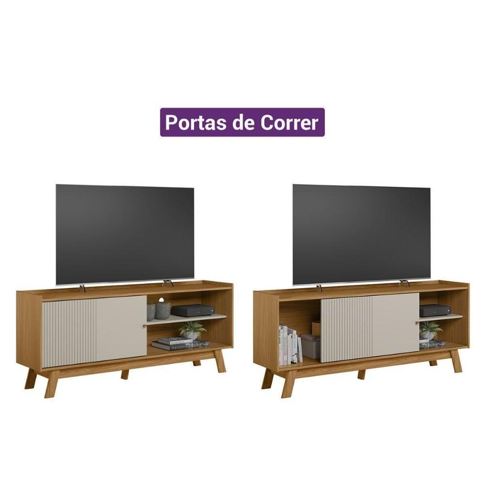 Rack Bancada P/ Tv Até 65 Pol Aurum C/ 1 Porta E 1 Prateleira 160cm Nature/off White - Linea Brasil - 2