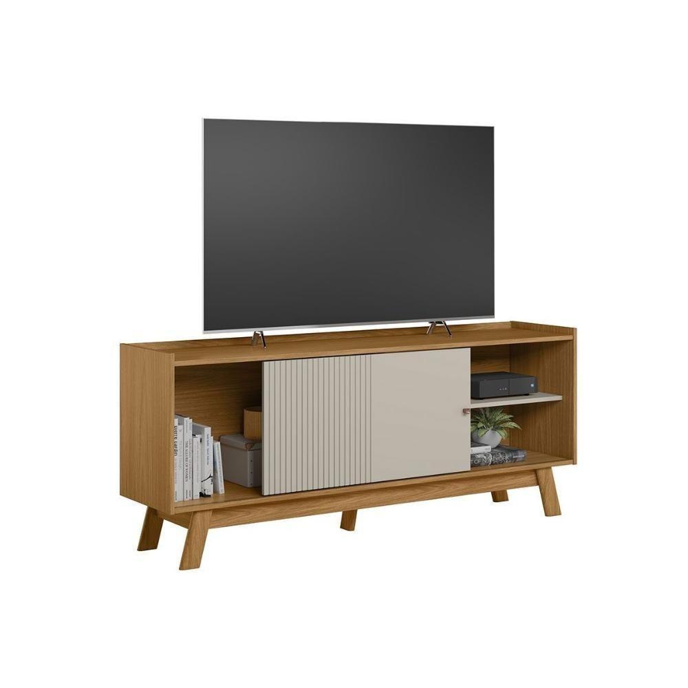 Rack Bancada P/ Tv Até 65 Pol Aurum C/ 1 Porta E 1 Prateleira 160cm Nature/off White - Linea Brasil - 5
