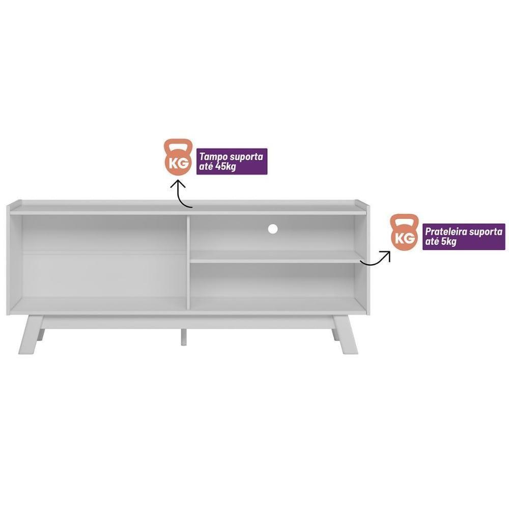 Rack Bancada P/ Tv Até 65 Pol Aurum C/ 1 Porta E 1 Prateleira 160cm Nature/off White - Linea Brasil - 6