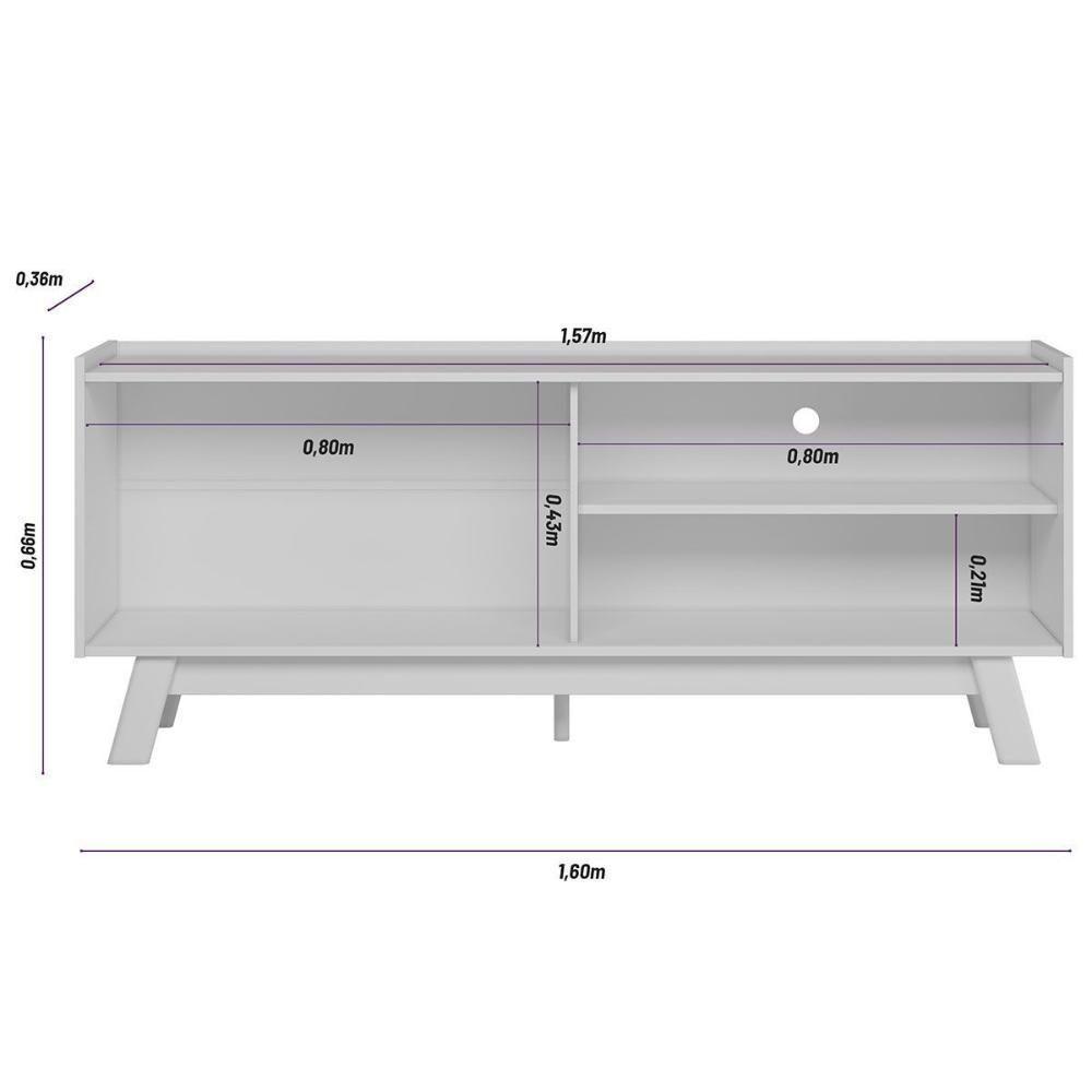 Rack Bancada P/ Tv Até 65 Pol Aurum C/ 1 Porta E 1 Prateleira 160cm Nature/off White - Linea Brasil - 7