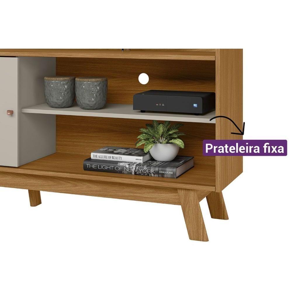 Rack Bancada P/ Tv Até 65 Pol Aurum C/ 1 Porta E 1 Prateleira 160cm Nature/off White - Linea Brasil - 9