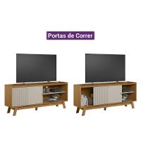 Rack Bancada P/ Tv Até 65 Pol Aurum C/ 1 Porta E 1 Prateleira 160cm Nature/off White - Linea Brasil - 2