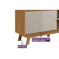 Rack Bancada P/ Tv Até 65 Pol Aurum C/ 1 Porta E 1 Prateleira 160cm Nature/off White - Linea Brasil - 3