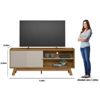 Rack Bancada P/ Tv Até 65 Pol Aurum C/ 1 Porta E 1 Prateleira 160cm Nature/off White - Linea Brasil