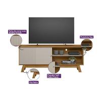 Rack Bancada P/ Tv Até 65 Pol Aurum C/ 1 Porta E 1 Prateleira 160cm Nature/off White - Linea Brasil - 10