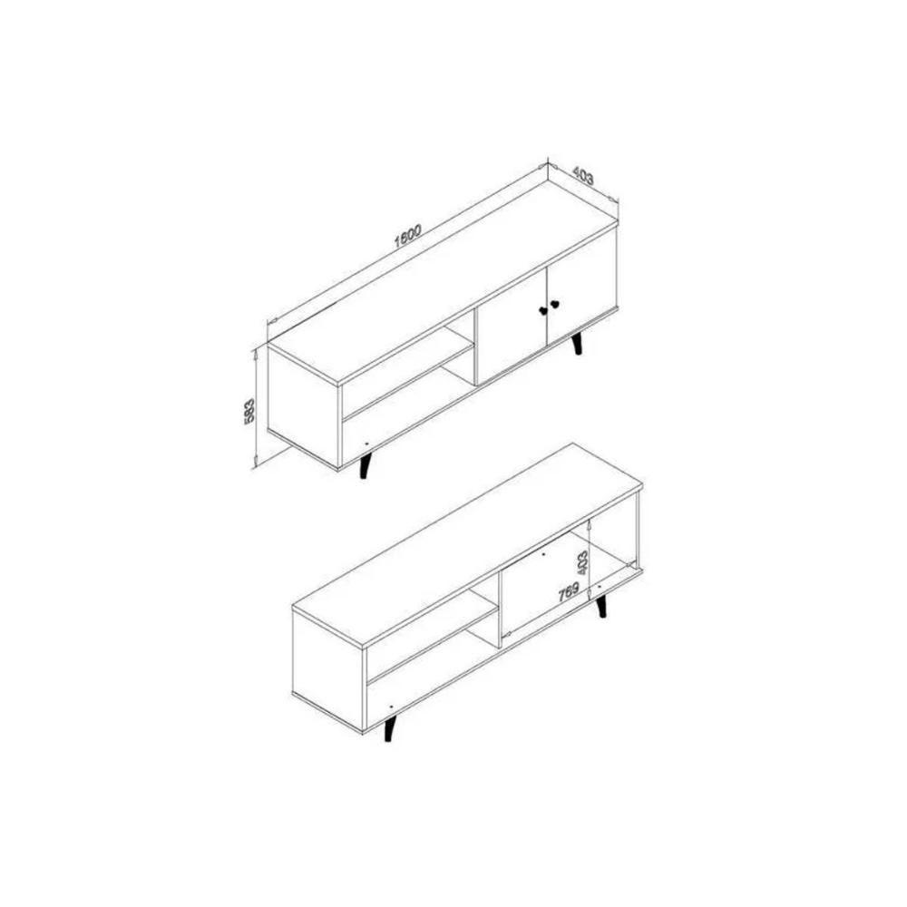 Rack Bancada P/ Tv Até 60 Pol Retrô C/ 2 Portas 160cm Off White/rustico - Movelbento - 2