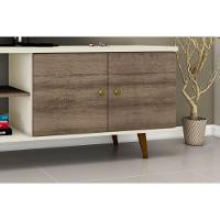 Rack Bancada P/ Tv Até 60 Pol Retrô C/ 2 Portas 160cm Off White/rustico - Movelbento