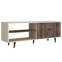 Rack Bancada P/ Tv Até 60 Pol Retrô C/ 2 Portas 160cm Off White/rustico - Movelbento - 5