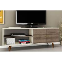 Rack Bancada P/ Tv Até 60 Pol Retrô C/ 2 Portas 160cm Off White/rustico - Movelbento - 7