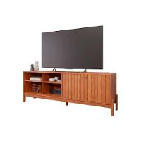 Rack Bancada P/ Tv Até 60 Pol Holanda 1.8 Ripado C/ 2 Porta E 4 Nichos 185cm Cinamomo - Permóbili - 1