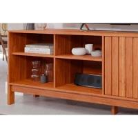 Rack Bancada P/ Tv Até 60 Pol Holanda 1.8 Ripado C/ 2 Porta E 4 Nichos 185cm Cinamomo - Permóbili - 3