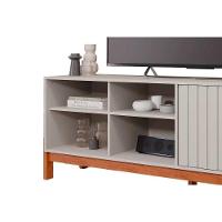 Rack Bancada P/ Tv Até 60 Pol Holanda 1.8 Ripado C/ 2 Porta E 4 Nichos 185cm Cinamomo - Permóbili - 5