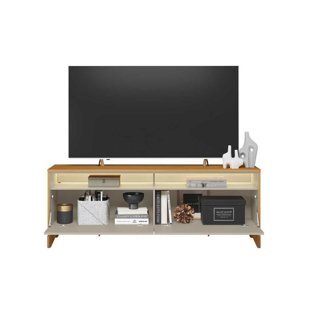 Rack Bancada P/ Tv Até 70 Pol Dubai C/ 2 Portas 2 Nichos E Led 160cm Tauari/off White Fosco - Linea Brasil - 3