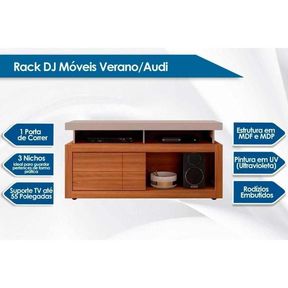 Rack Bancada P/ Tv Até 50 Pol Verano C/ 1 Porta E Rodízios 136cm Bali/cedro - Dj Móveis - 2