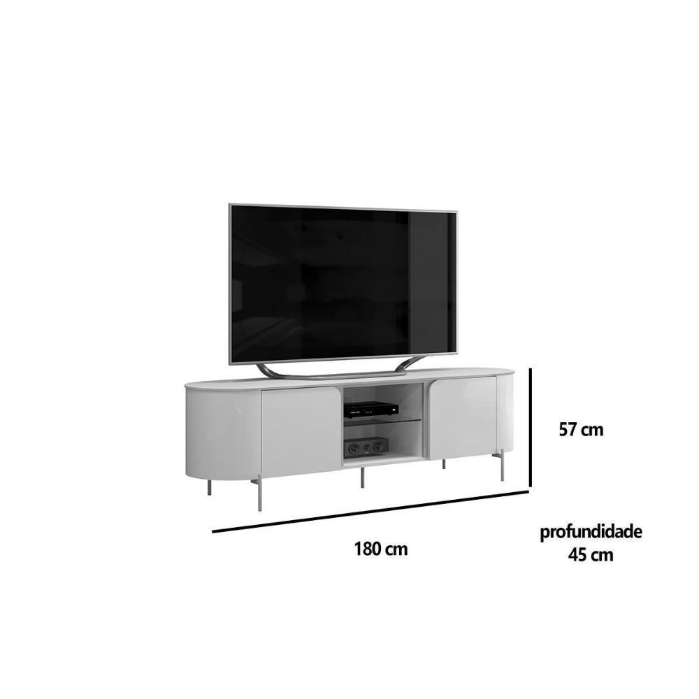 Rack Bancada P/ Tv Até 65 Pol Adele C/ 2 Portas 180x57cm Off White/off White - Dj Móveis - 2