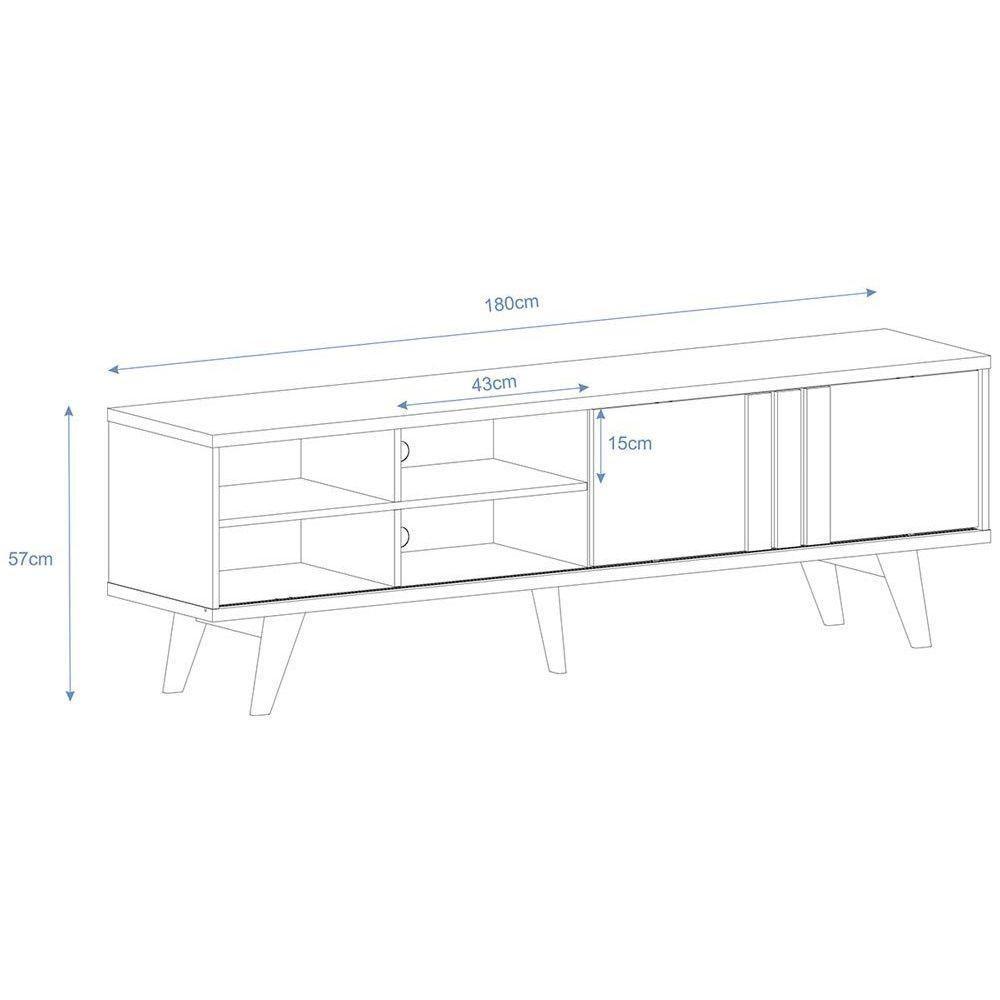 Rack Bancada P/ Tv Até 60 Pol Paraty C/ 1 Porta E 4 Nichos 180cm Off White/cinamomo - Permóbili - 3