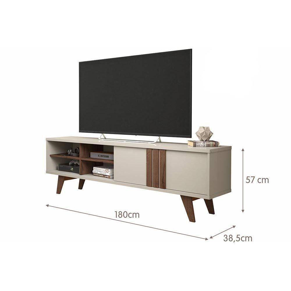 Rack Bancada P/ Tv Até 60 Pol Paraty C/ 1 Porta E 4 Nichos 180cm Off White/cinamomo - Permóbili - 4