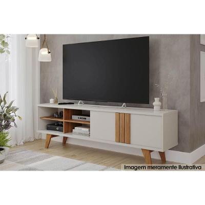 Rack Bancada P/ Tv Até 60 Pol Paraty C/ 1 Porta E 4 Nichos 180cm Off White/cinamomo - Permóbili