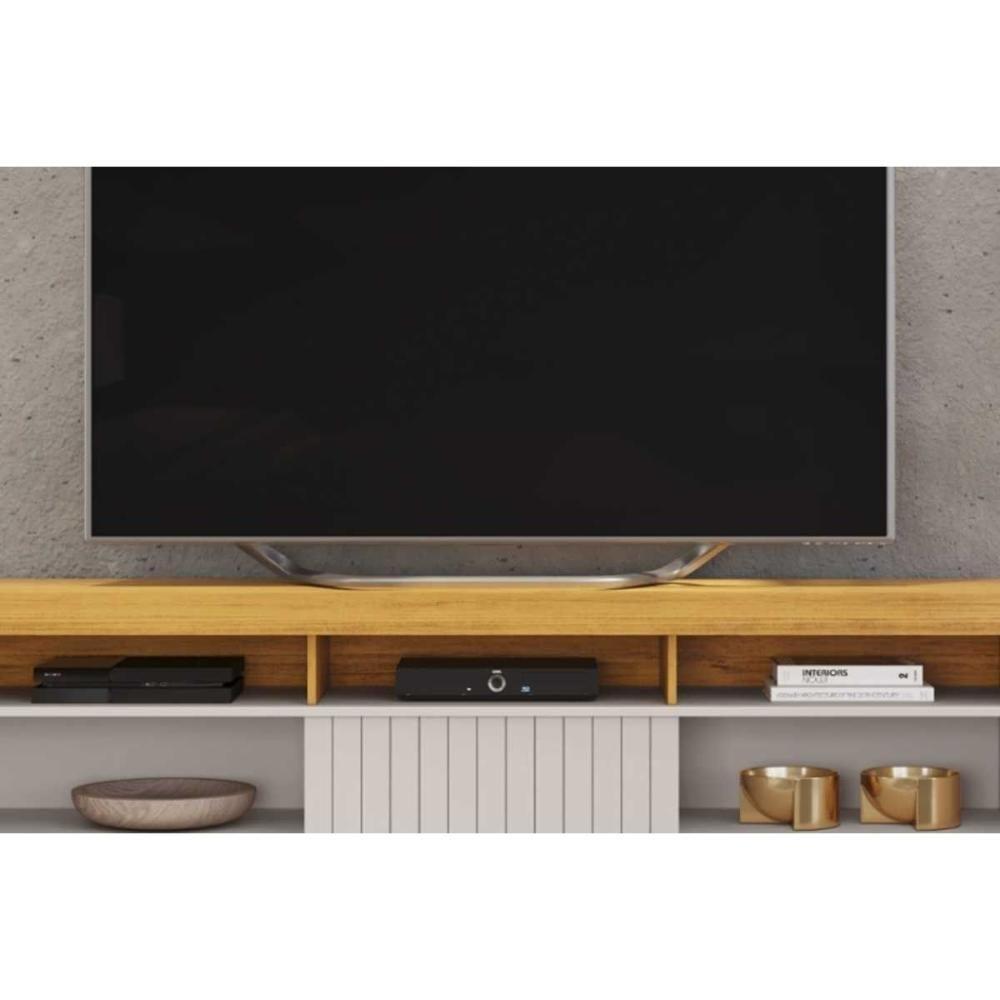 Rack Bancada P/ Tv Até 60 Pol Dili 1600x67cm Freijo/off White - Dj Móveis - 4