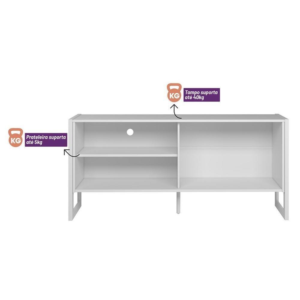 Rack Bancada P/ Tv Até 55 Pol Gold 1 Pta 1 Prat C/ Pés 141x65cm Nature/off White - Linea Brasil - 5