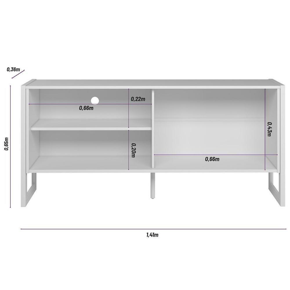 Rack Bancada P/ Tv Até 55 Pol Gold 1 Pta 1 Prat C/ Pés 141x65cm Nature/off White - Linea Brasil - 8