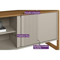 Rack Bancada P/ Tv Até 55 Pol Gold 1 Pta 1 Prat C/ Pés 141x65cm Nature/off White - Linea Brasil - 3