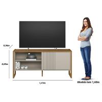Rack Bancada P/ Tv Até 55 Pol Gold 1 Pta 1 Prat C/ Pés 141x65cm Nature/off White - Linea Brasil - 7