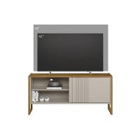 Rack Bancada P/ Tv Até 55 Pol Gold 1 Pta 1 Prat C/ Pés 141x65cm Nature/off White - Linea Brasil - 9