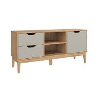 Rack Bancada P/ Tv Até 55 Pol Mb 1096 C/ 2 Gavetas 136cm Mel/off White - Movelbento - 2