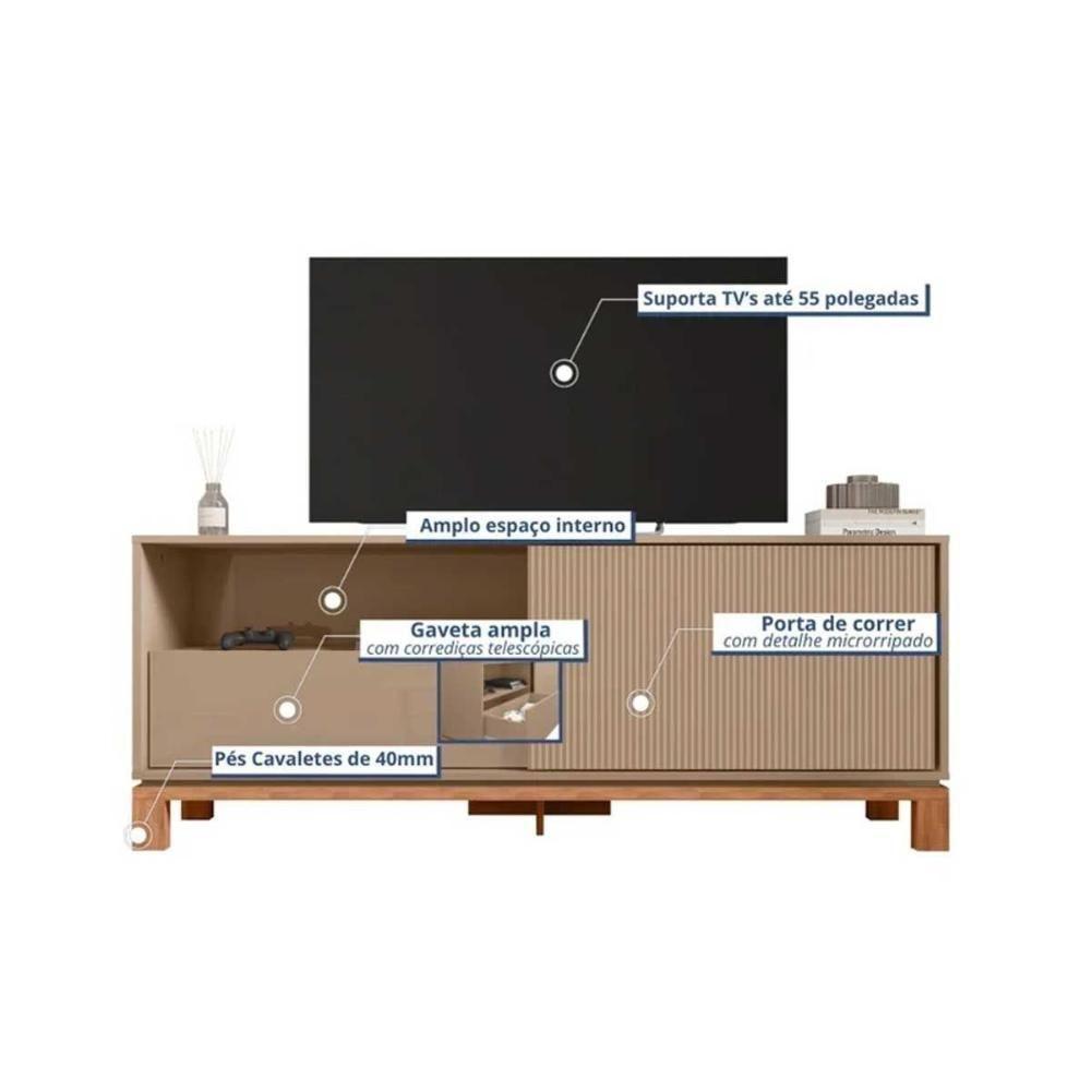 Rack Bancada P/ Tv Até 55 Pol Mondrian 1.5 C/ 1 Porta E 1 Gaveta 150cm Sued Mr/freijo - Caemmun - 2
