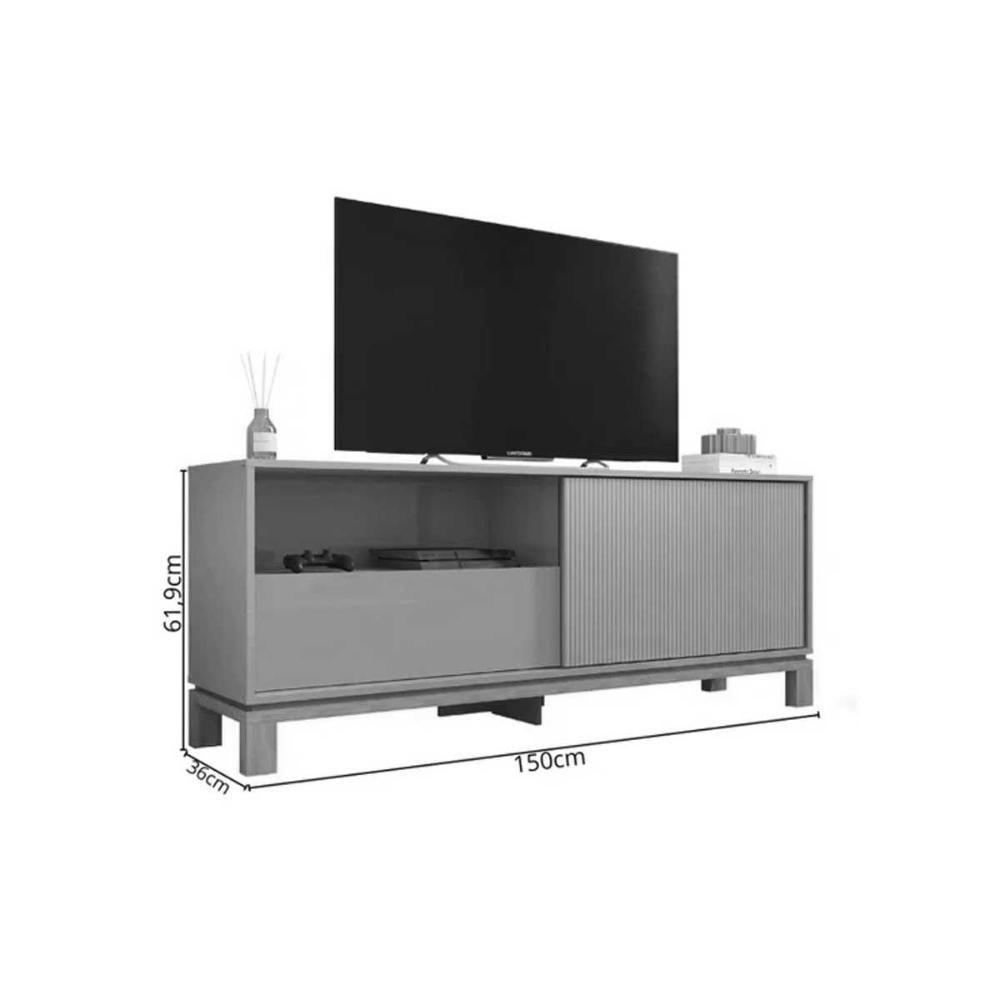 Rack Bancada P/ Tv Até 55 Pol Mondrian 1.5 C/ 1 Porta E 1 Gaveta 150cm Sued Mr/freijo - Caemmun - 4