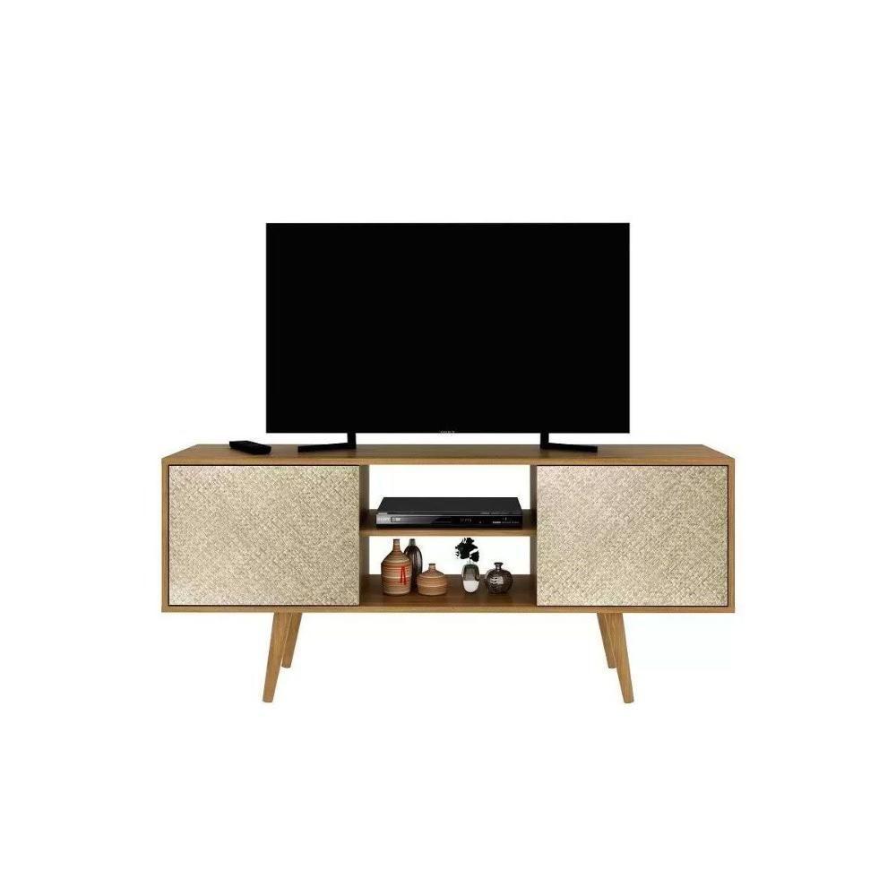 Rack Bancada P/ Tv Até 50 Pol R1464 C/ Nicho E Pés 136cm Amêndoa - Tecno Mobili - 3