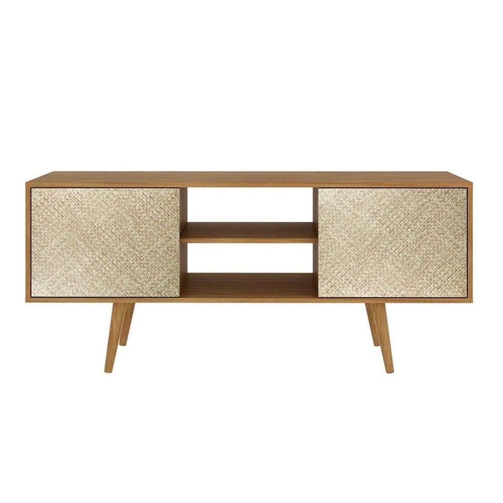 Rack Bancada P/ Tv Até 50 Pol R1464 C/ Nicho E Pés 136cm Amêndoa - Tecno Mobili - 4